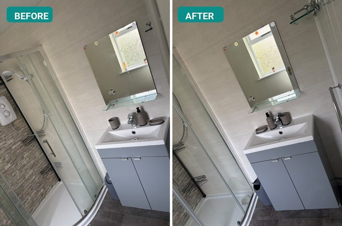 Bathroom before and after a deep clean in Sligo