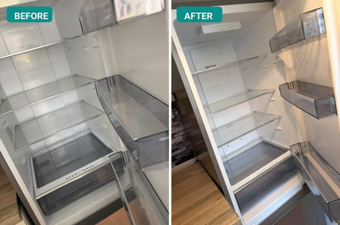 Fridge before and after an end-of-tenancy clean in Sligo