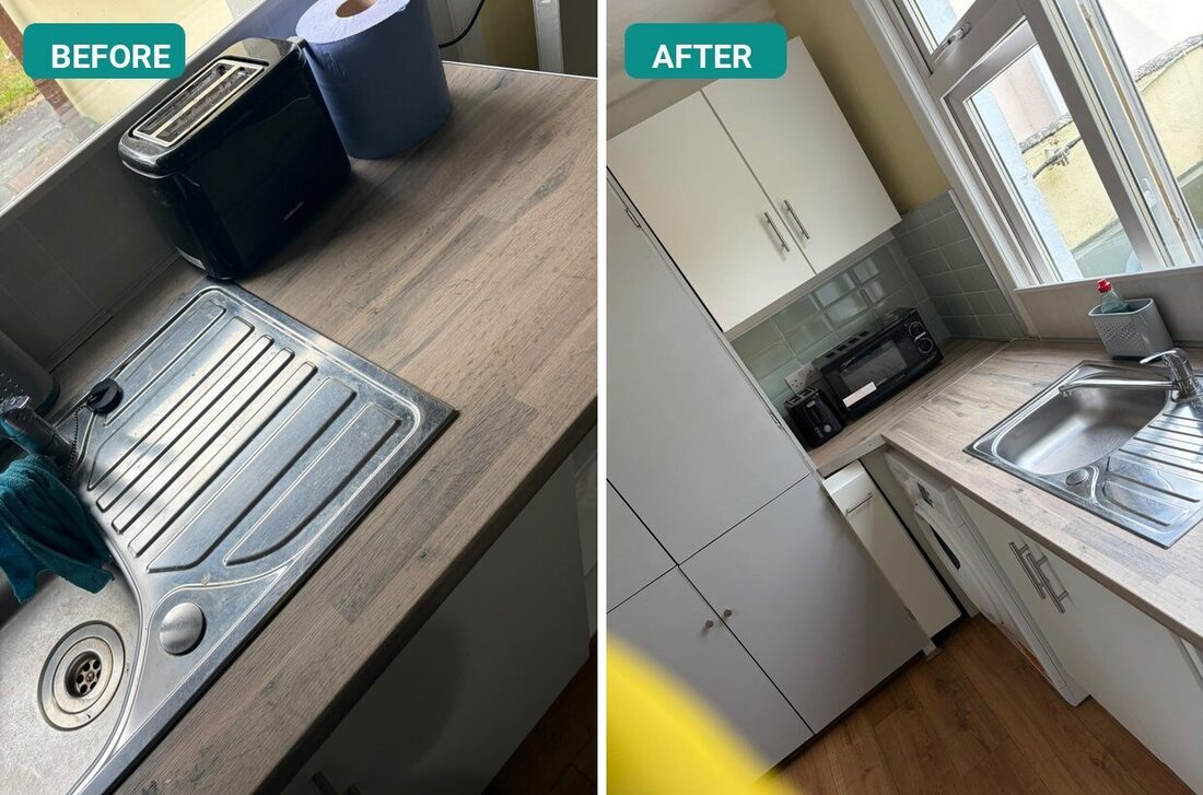 Kitchen before and after a deep clean in Sligo